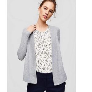 Loft Soft Gray Open Front Wool blend Cardigan Sweater small